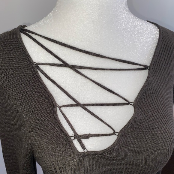 BROWN DYNAMITE RIBBED DRESS - Picture 4 of 9